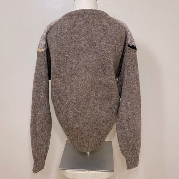 Vintage Wool Brown Dad Sweater Made  In Italy M - Picture 7 of 9